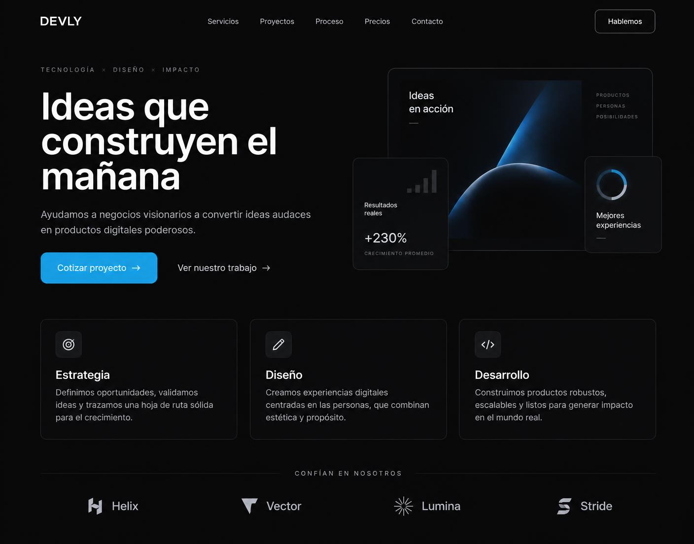 Mockup de un sitio web empresarial moderno en laptop y celular